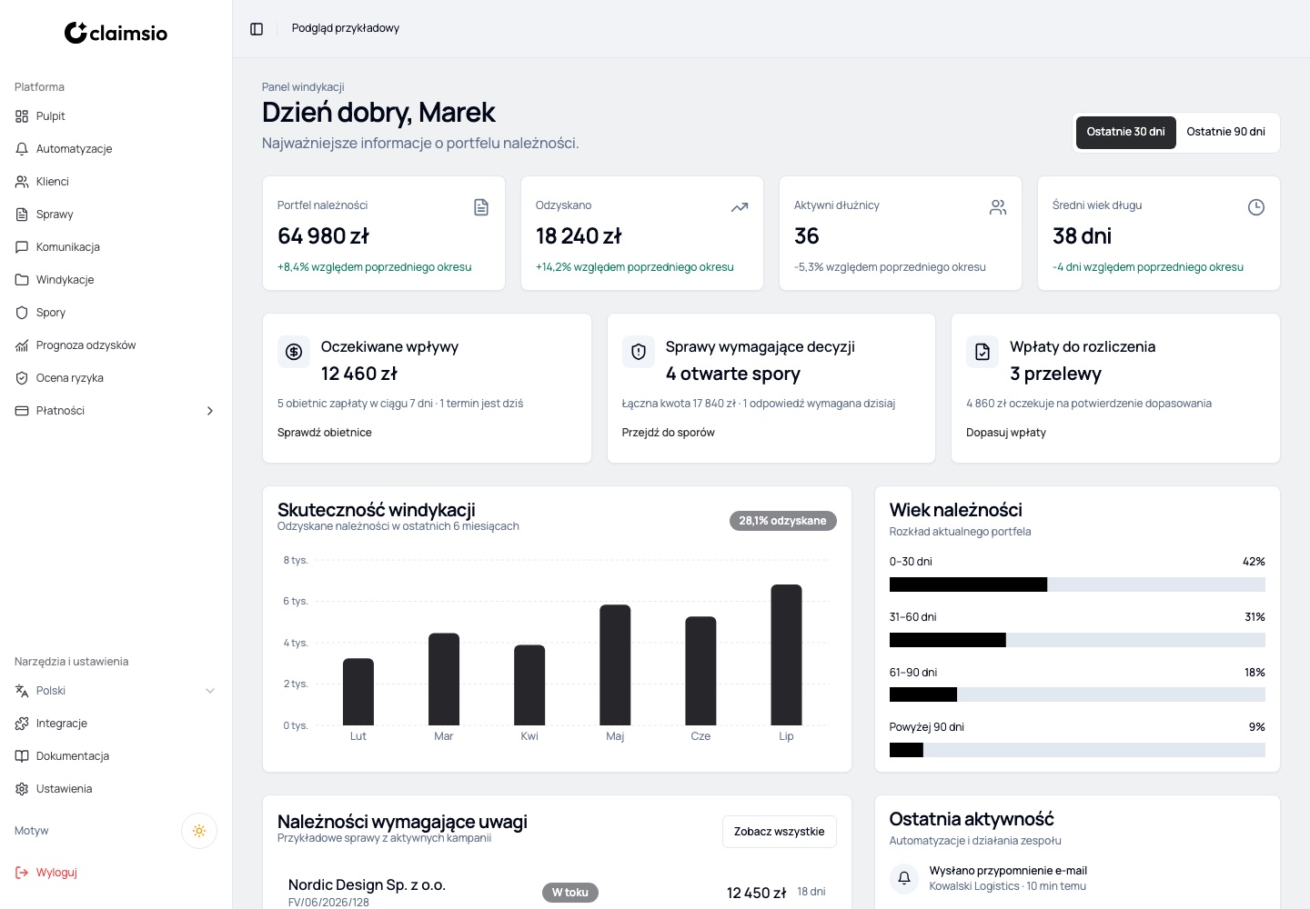 Debt collection management system for finance and recovery teams