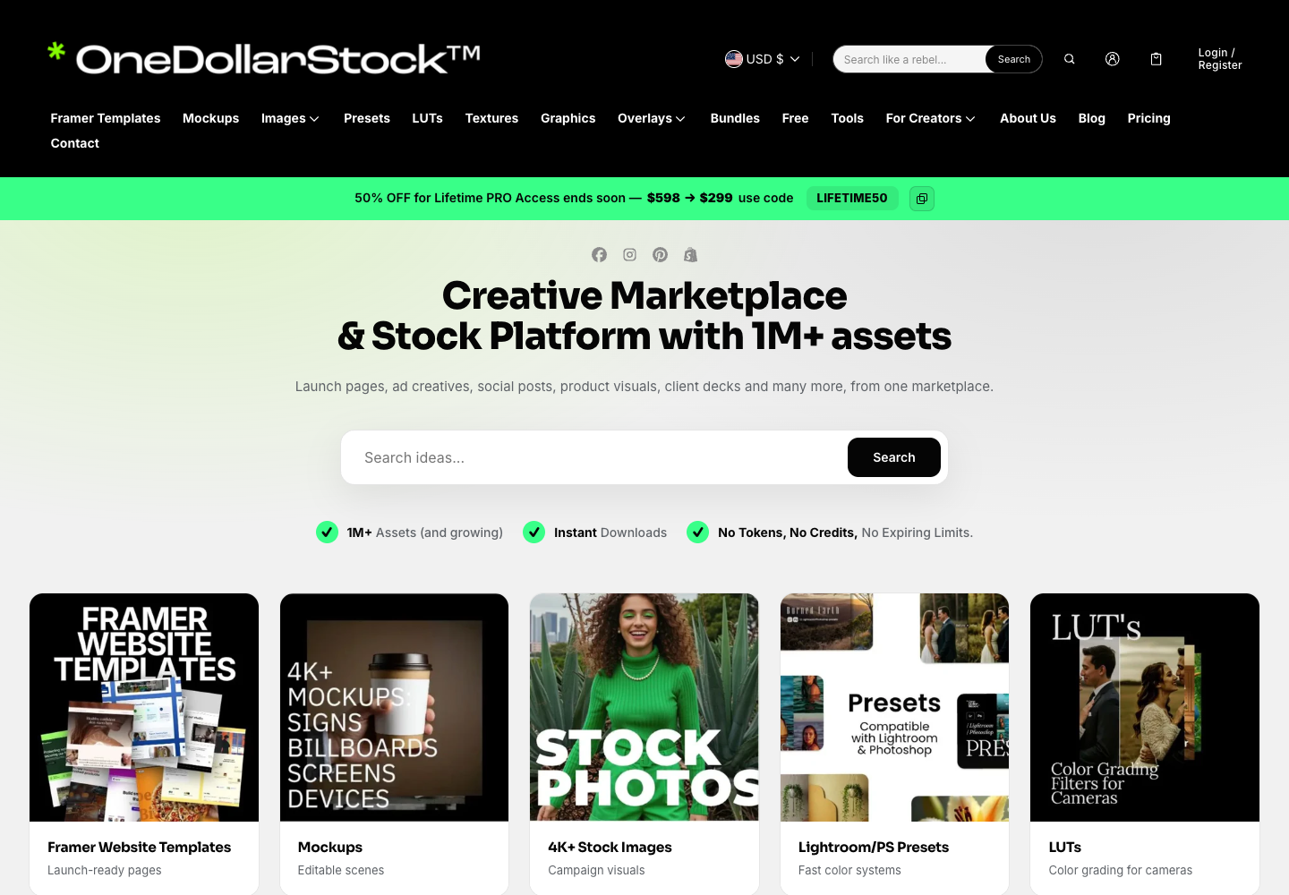 Creative marketplace and stock platform built by the DGBA team